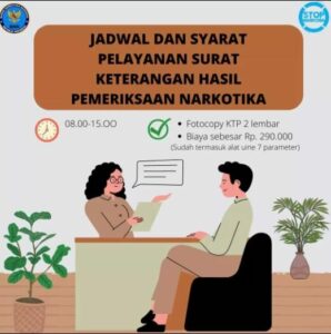 Syarat dan Jadwal Pelayanan Surat Keterangan Hasil Pemeriksaan Narkotika